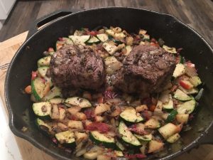 Keto Meal of Filet Mignon with vegetables